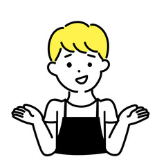 かわいい人物のイラストシリーズ _ 男性の店員_ 呆れる