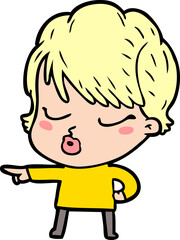 cartoon woman with eyes shut