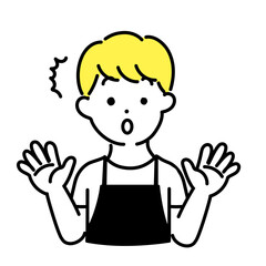 かわいい人物のイラストシリーズ _ 男性の店員_ 驚く