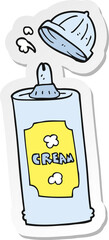 sticker of a cartoon spray whipped cream