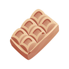 White chocolate bar piece with bites. Yummy milk chocolate block with tile pattern, bitten off. Cocoa snack, choco candy. Milk sweet dessert, cooking ingredient. Vector for confectionery shop.