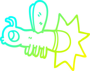 cold gradient line drawing of a cartoon lightning bug