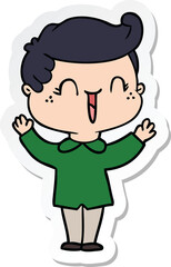 sticker of a cartoon laughing boy