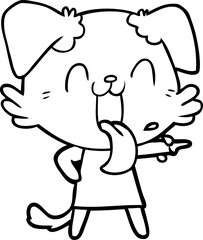 cartoon panting dog in dress