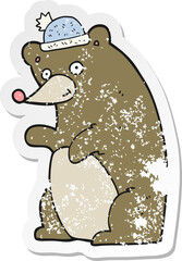 retro distressed sticker of a cartoon bear