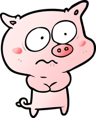 cartoon nervous pig