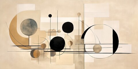 AI Generated. AI Generative. Abstract geometric pattern poster decoration in minimal style bauhaus. Graphic Art