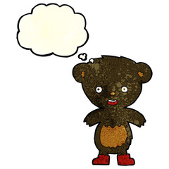 cartoon black bear cub with thought bubble