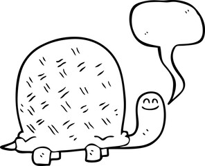 freehand drawn speech bubble cartoon turtle