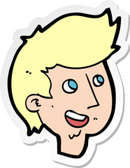 sticker of a cartoon happy boy face