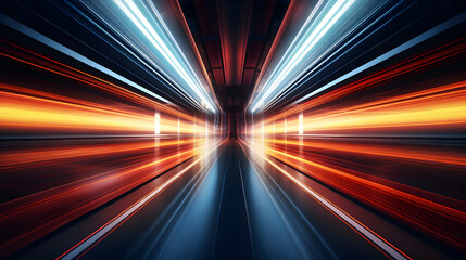 Ultra speed light trails in red and blue background  Generative AI