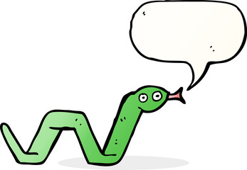 funny cartoon snake with speech bubble