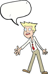 cartoon stressed man with speech bubble