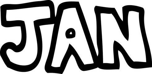 line drawing cartoon month of january