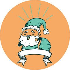 icon of a tattoo style santa claus christmas character with sack