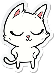 sticker of a calm cartoon cat