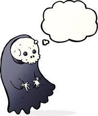 cartoon spooky ghoul with thought bubble