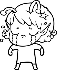 cartoon crying alien girl