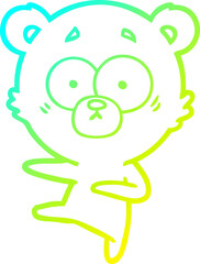 cold gradient line drawing of a nervous dancing bear cartoon