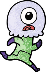 cartoon cyclops alien spaceman running