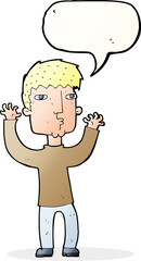 cartoon anxious man with speech bubble