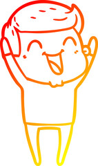warm gradient line drawing of a cartoon man laughing