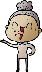 cartoon happy old woman