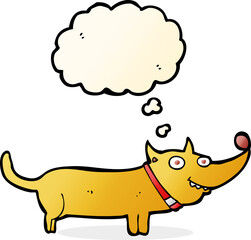 cartoon happy dog with thought bubble