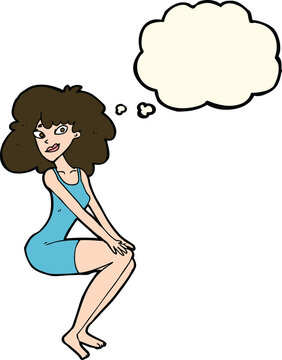 recommend clip art: cartoon sitting woman in dress with thought bubble