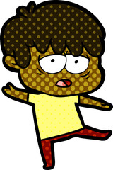 cartoon exhausted boy