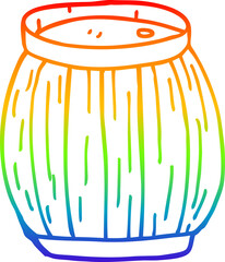 rainbow gradient line drawing of a cartoon barrel