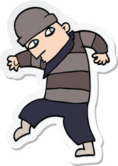 sticker of a cartoon sneaking thief