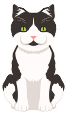 Fluffy cat icon. Cartoon smiling pet sitting