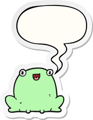 cute cartoon frog with speech bubble sticker
