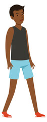 Obraz premium Smiling black boy walking. Happy cartoon kid