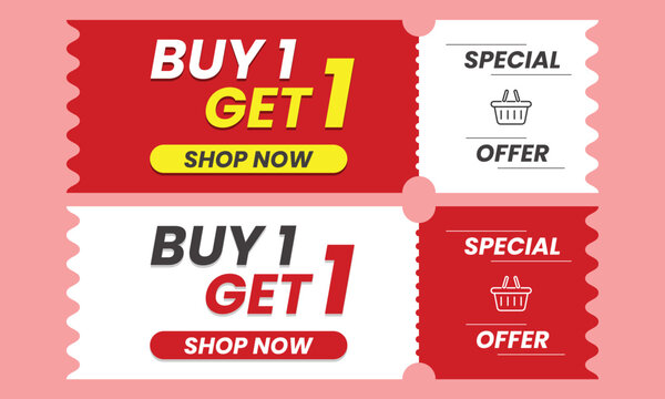 Buy one get one banner tags template