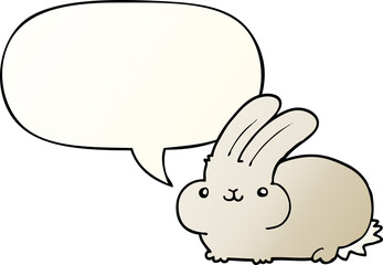 cartoon rabbit with speech bubble in smooth gradient style