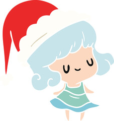 hand drawn christmas cartoon of kawaii girl