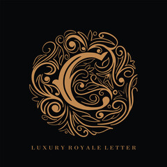 Letter C Luxury Royal Circle Ornament Logo