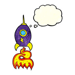 cartoon spaceship with thought bubble