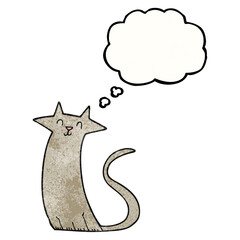 freehand drawn thought bubble textured cartoon cat