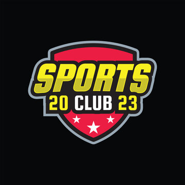 sports club 2023 logo design concept with sheld and stars, sports club vector editable logo template