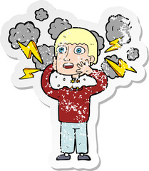 retro distressed sticker of a cartoon secret robot