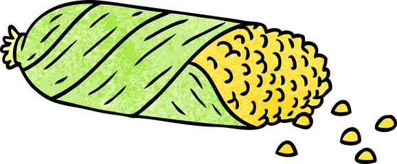 hand drawn textured cartoon doodle of fresh corn on the cob