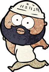 Obraz premium cartoon bearded man running
