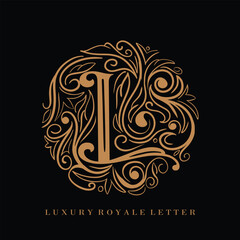 Letter L Luxury Royal Circle Ornament Logo