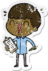 distressed sticker of a laughing cartoon man