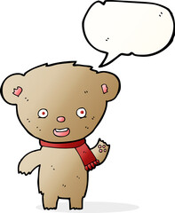 cartoon teddy bear with speech bubble