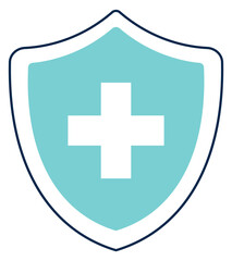 Health protection icon. Shield with white medical cross