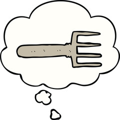 cartoon fork with thought bubble